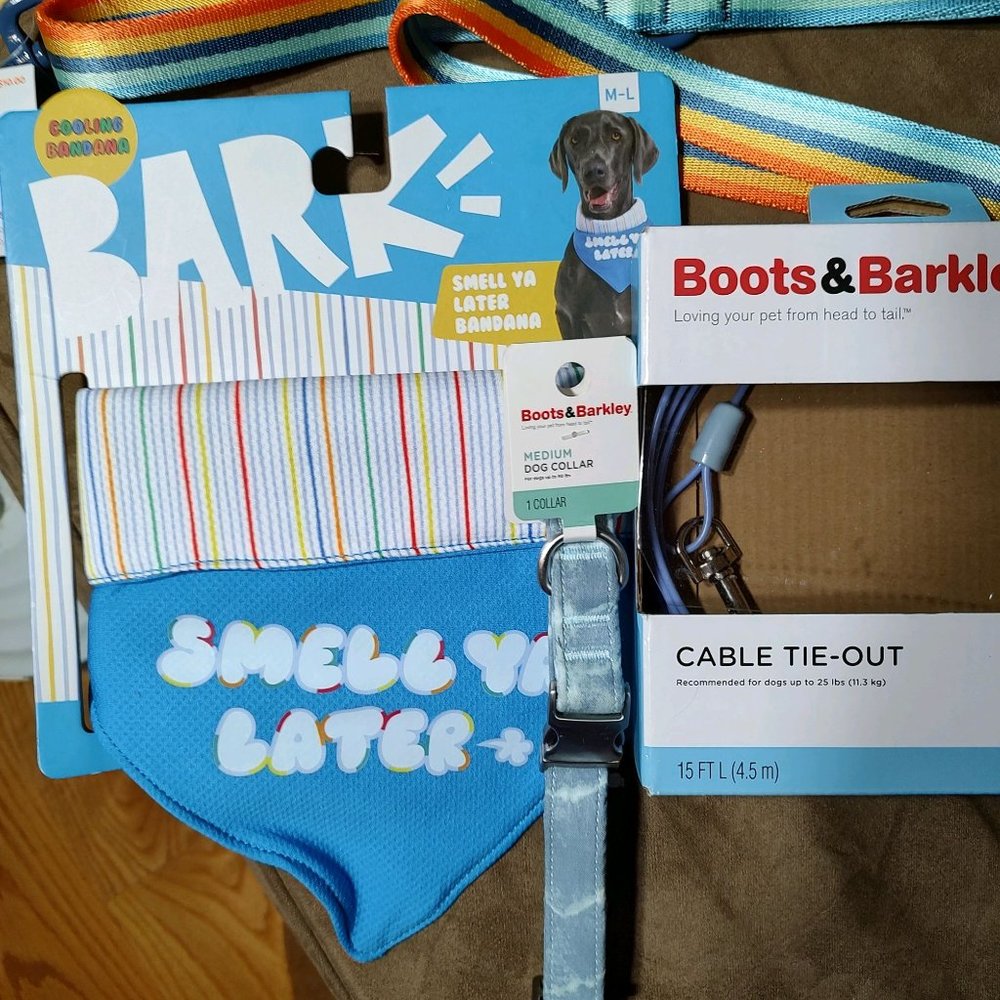 Dog Products: Leash, Collar, Cable Tie-Out, Cooling Bandana